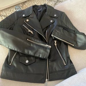 Faux leather moto jacket